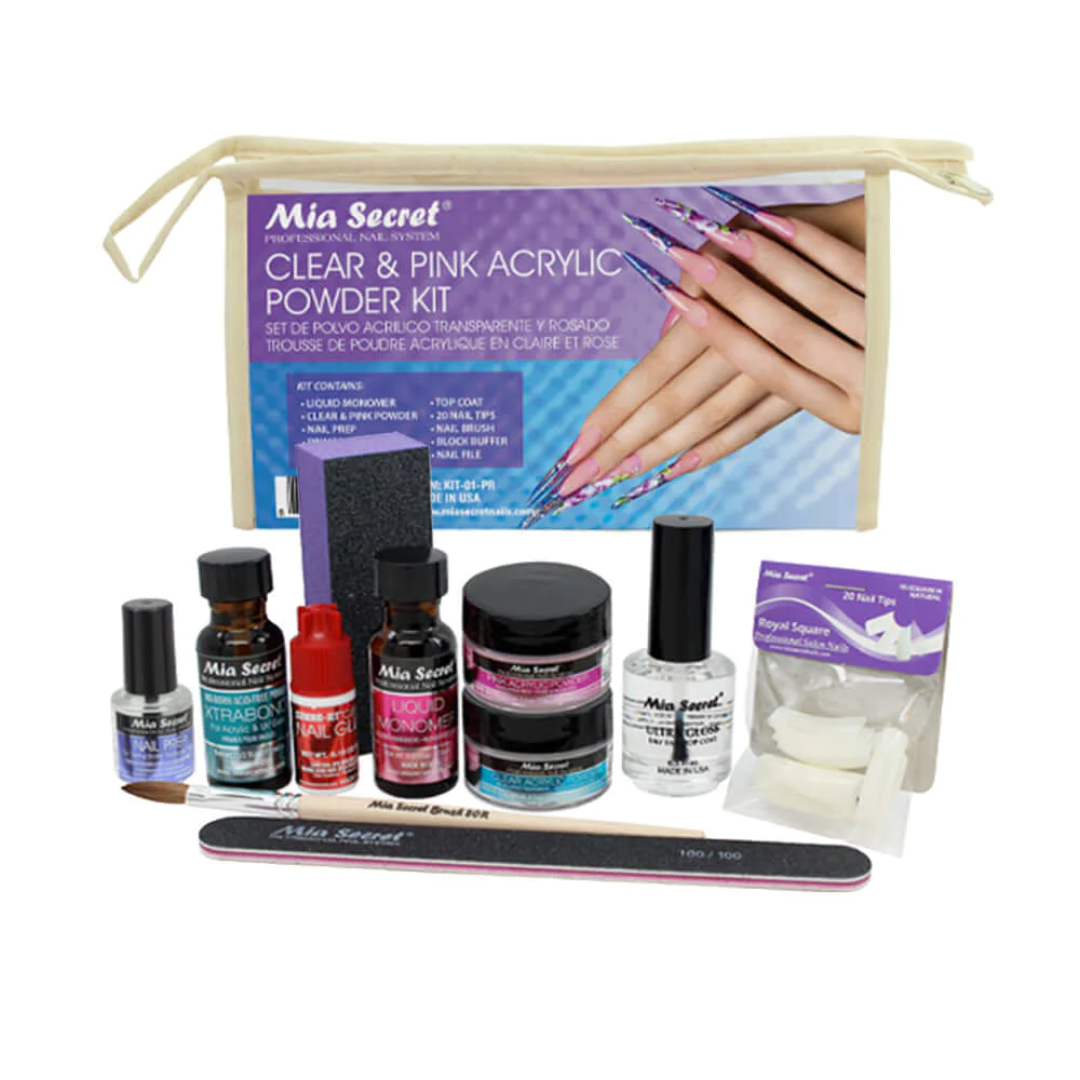 Clear & Pink Acrylic Powder Kit KIT-01-PR