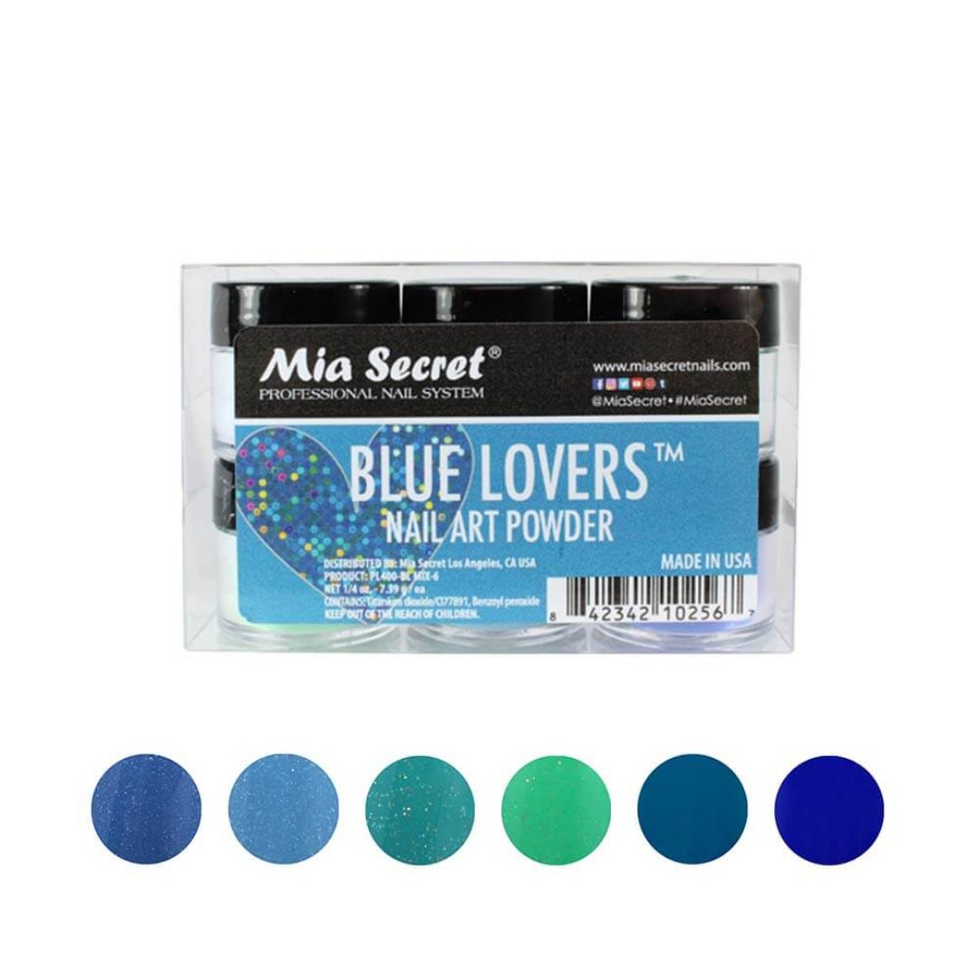 Blue Lovers Acrylic Nail Art Powder Collection (6pc) PL400-BL MIX-6 - Karla's Nails Supply