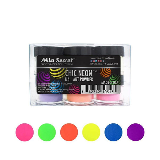 Chic Neon Acrylic Nail Art Powder Collection PL400-X MIX-6 - Karla's Nails Supply