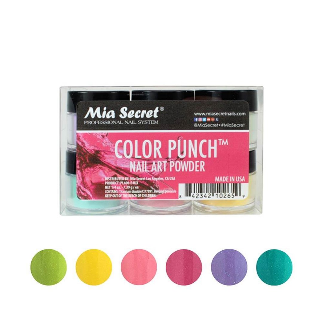 Color Punch Acrylic Nail Art Powder Collection (6PC) PL400-E MIX-6 - Karla's Nails Supply