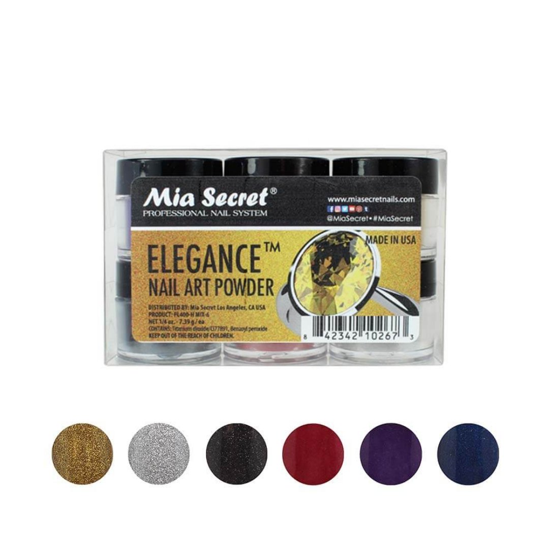 Elegance Acrylic Nail Art Powder Collection (6PC) PL400-H MIX-6 - Karla's Nails Supply