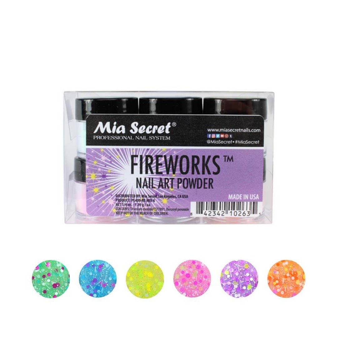 Fireworks Acrylic Nail Art Powder Collection (6PC) PL400-RE MIX-6 - Karla's Nails Supply