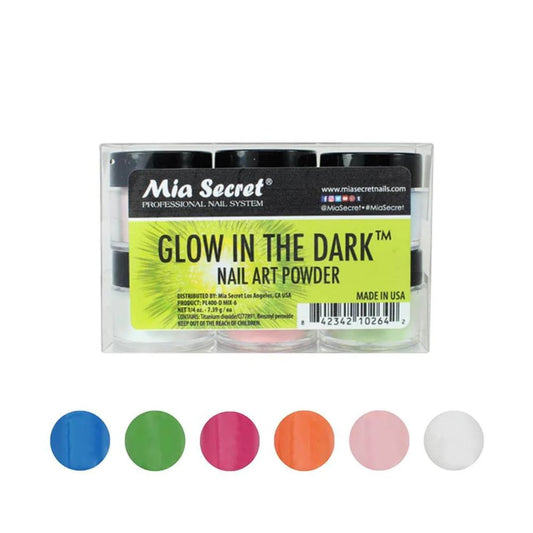 Glow In The Dark Acrylic Nail Art Powder Collection (6PC) PL400-D MIX-6 - Karla's Nails Supply