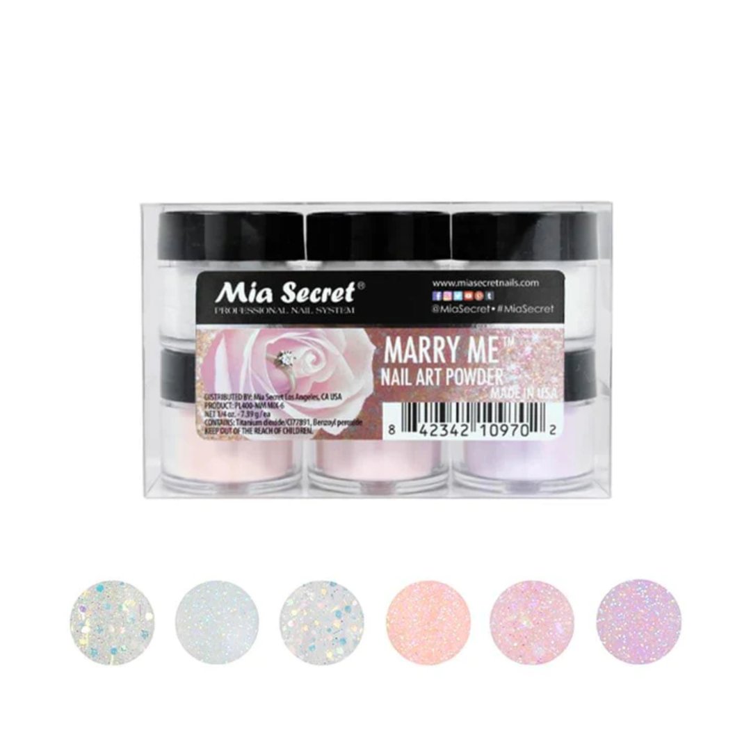 Marry Me Nail Art Powder Collection (6PC) PL400-MM MIX-6 - Karla's Nails Supply
