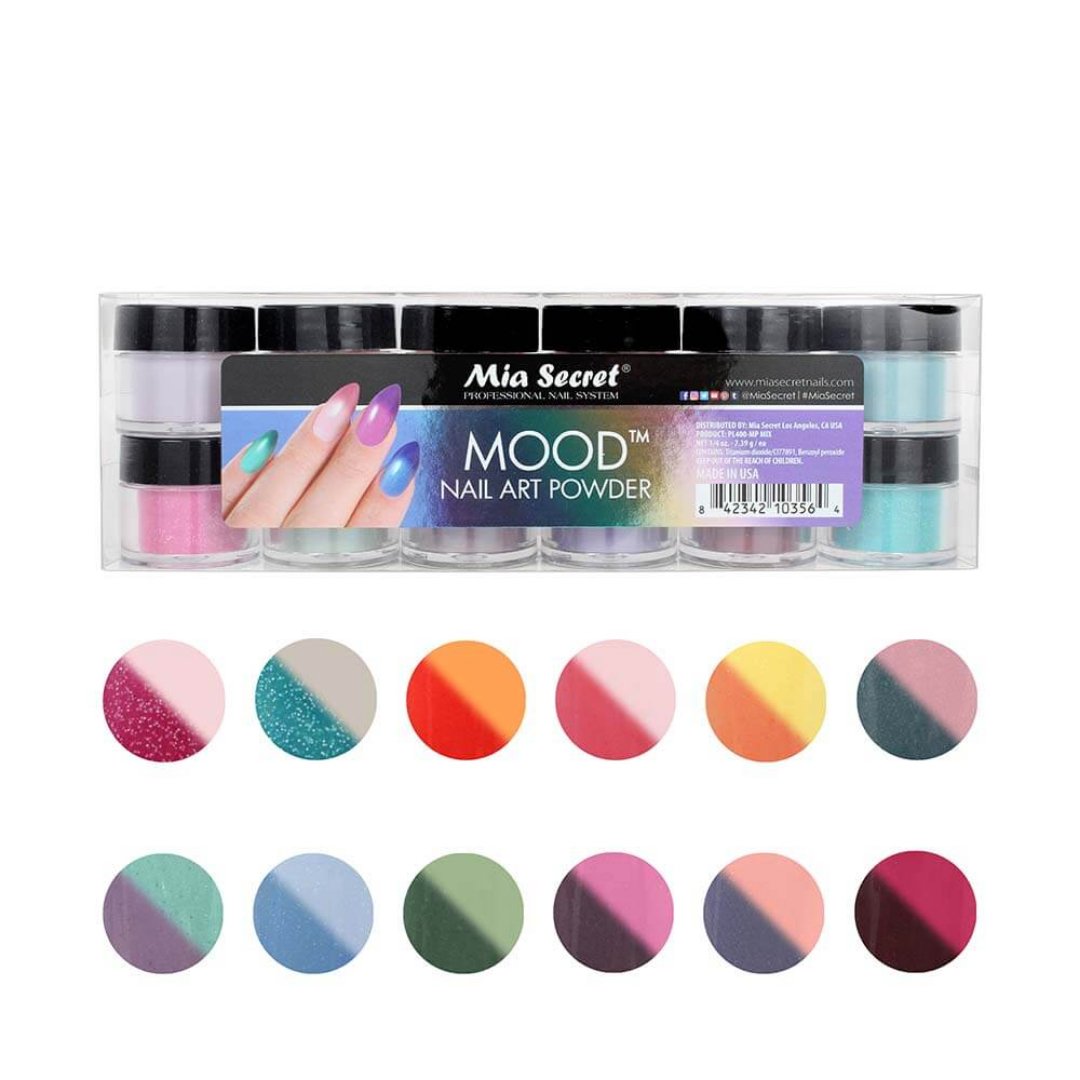 MOOD Acrylic Nail Art Powder Collection (12PC) PL400-MP MIX - Karla's Nails Supply